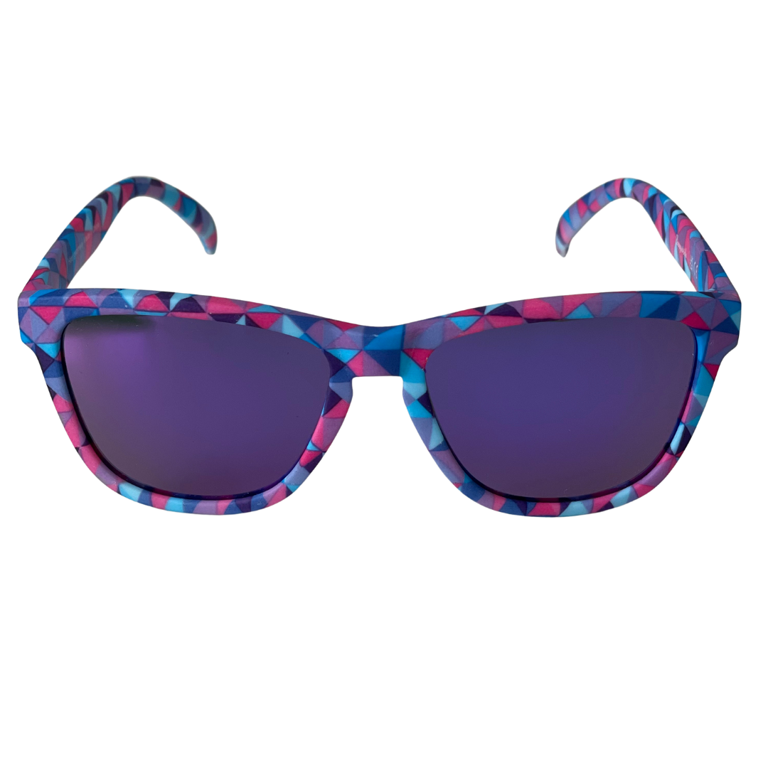 Hexy geomexy pink purple and blue geometric cool bright fun running fitness sunglasses