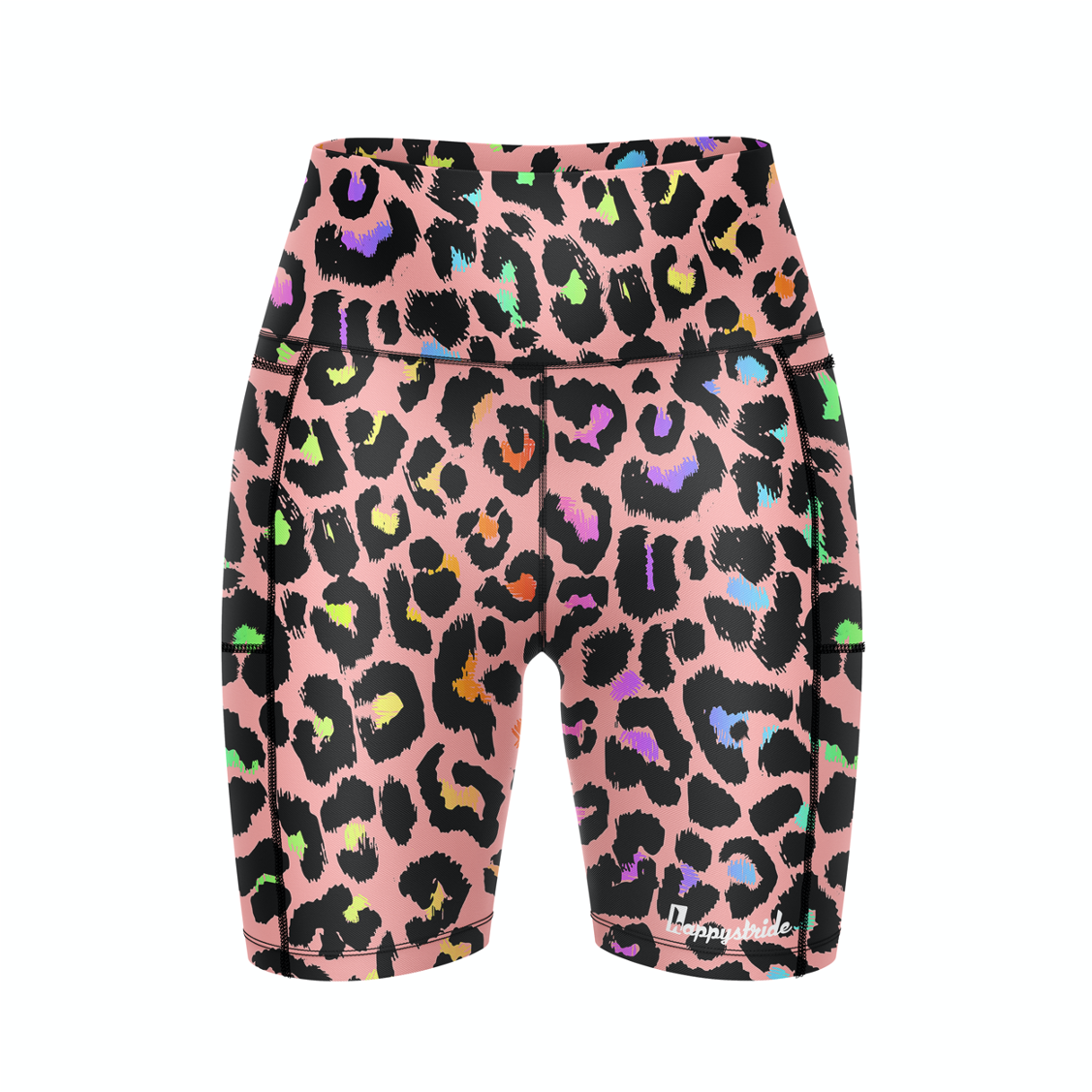 Get spotted” fresh leopard print cool colourful fun bright unisex 2-in-1  running & fitness leopard print shorts – Happystride