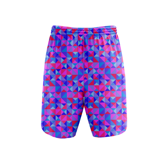 Hexy geomexy blue pink purrple cool colourful fun bright 2 in1 unisex fitness shorts