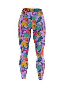 We like to party purple leopard cool colourful shapes running fitness leggings Happystride