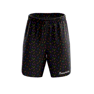 ''Sprinkle-of-joy'' black fitness shorts (7”)