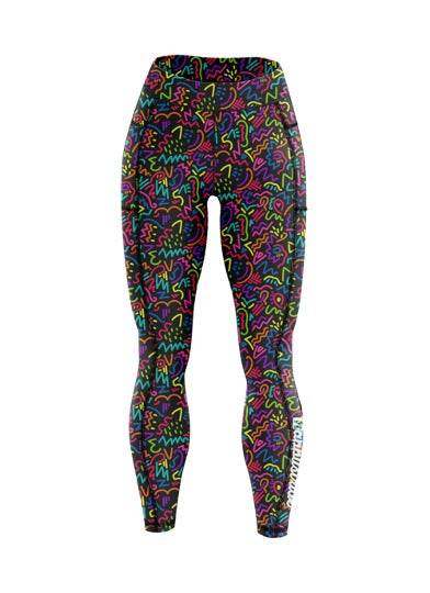 Get spotted disco doodle print cool colourful fun bright running & fitness  leggings – Happystride