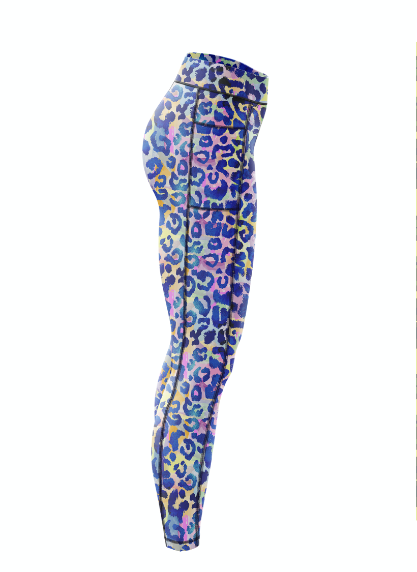 Get spotted rascal leopard print cool colourful fun bright running fitness leggings